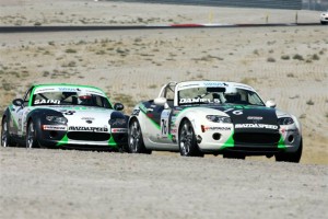 Jim Daniels leads teammate Jason Saini en route to cliching the inaugural MX-5 Drivers' Championship.